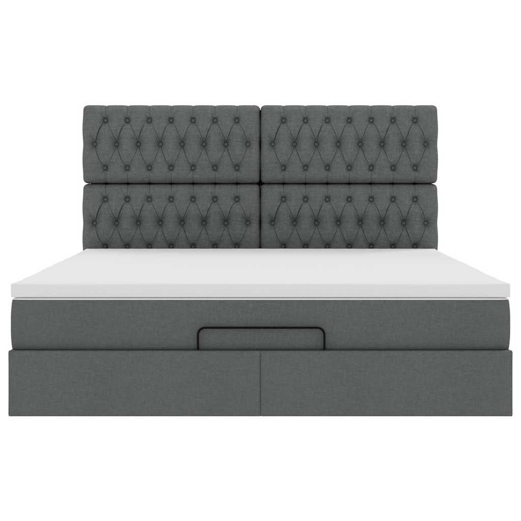 vidaXL Ottoman-Bett mit Matratze Dunkelgrau 160x200 cm Stoff