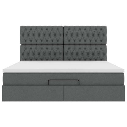 vidaXL Ottoman-Bett mit Matratze Dunkelgrau 160x200 cm Stoff