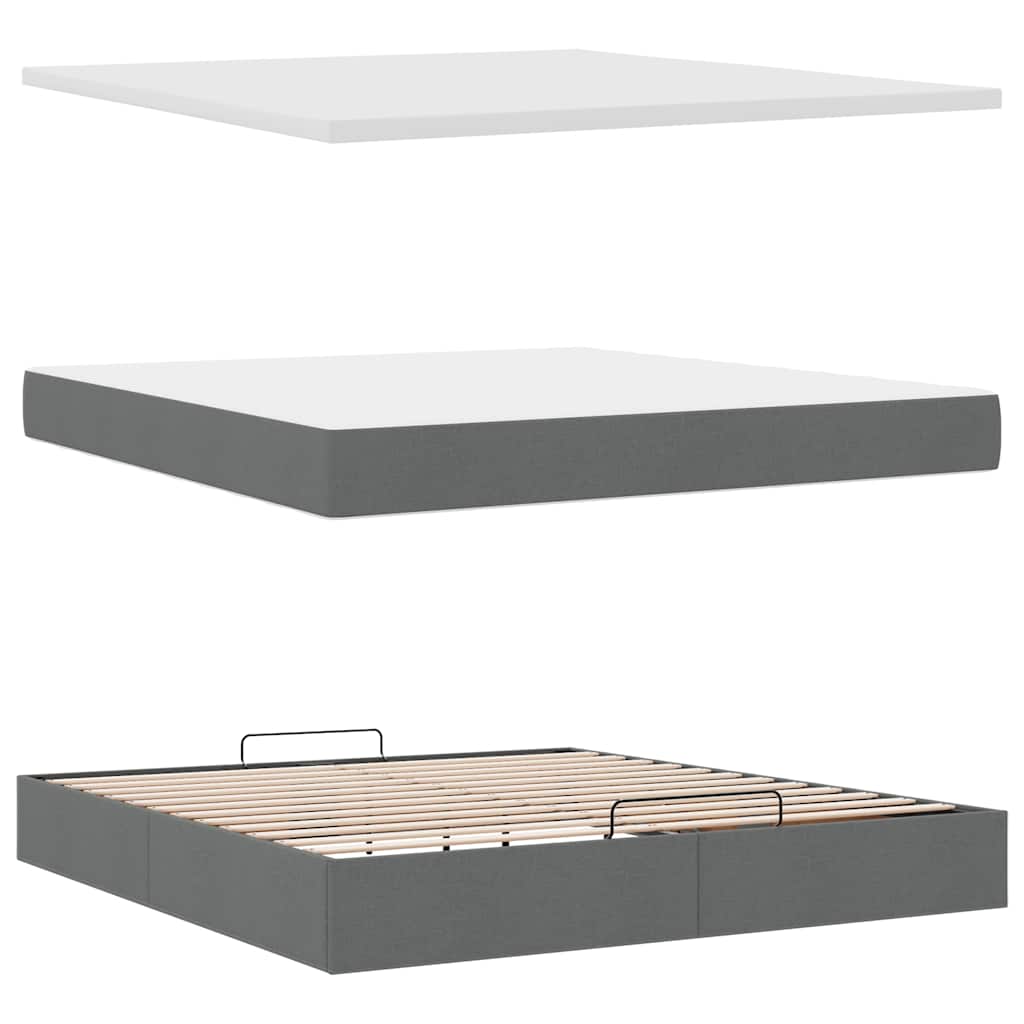 vidaXL Ottoman-Bett mit Matratze Dunkelgrau 160x200 cm Stoff
