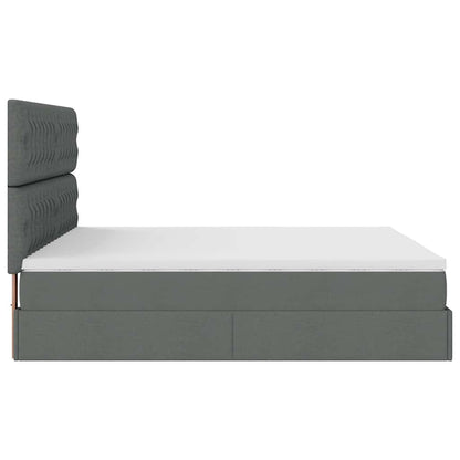 vidaXL Ottoman-Bett mit Matratze Dunkelgrau 160x200 cm Stoff