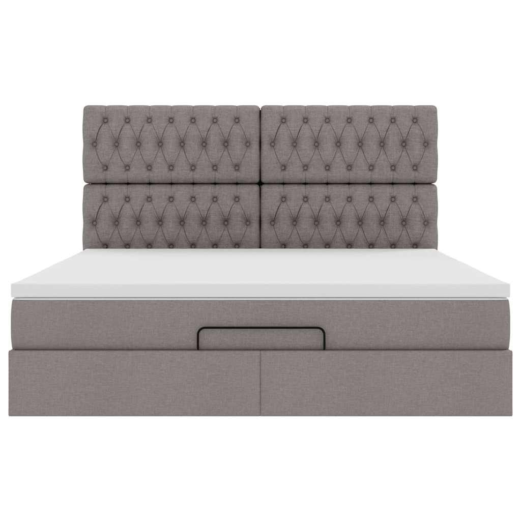 vidaXL Ottoman-Bett mit Matratze Taupe 160x200 cm Stoff