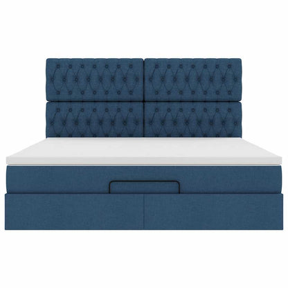 vidaXL Ottoman-Bett mit Matratze Blau 160x200 cm Stoff