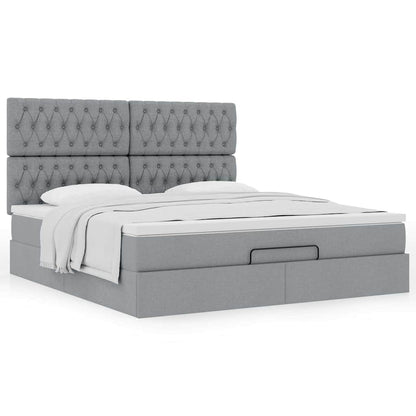 vidaXL Lit ottoman avec matelas gris clair 180x200 cm tissu