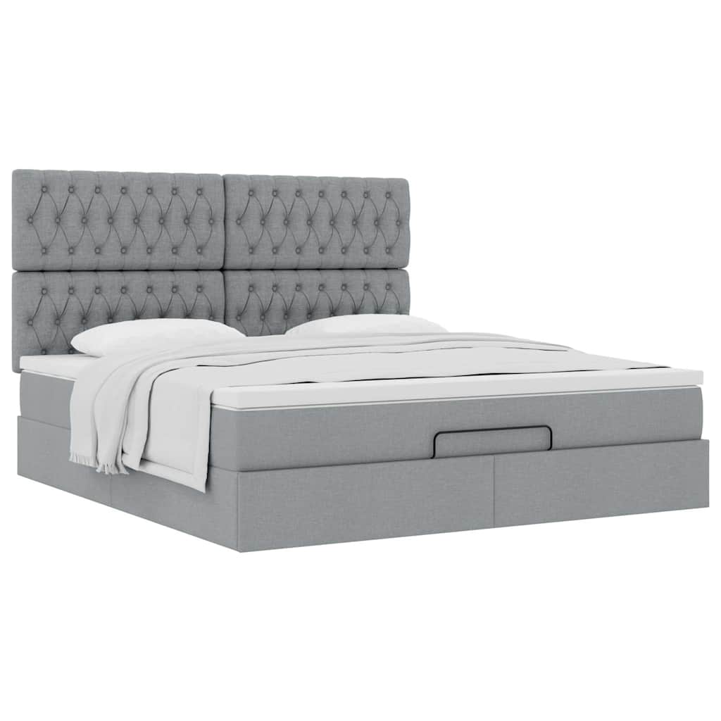 vidaXL Lit ottoman avec matelas gris clair 180x200 cm tissu