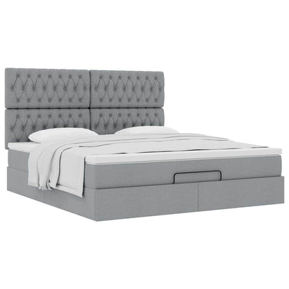 vidaXL Lit ottoman avec matelas gris clair 180x200 cm tissu