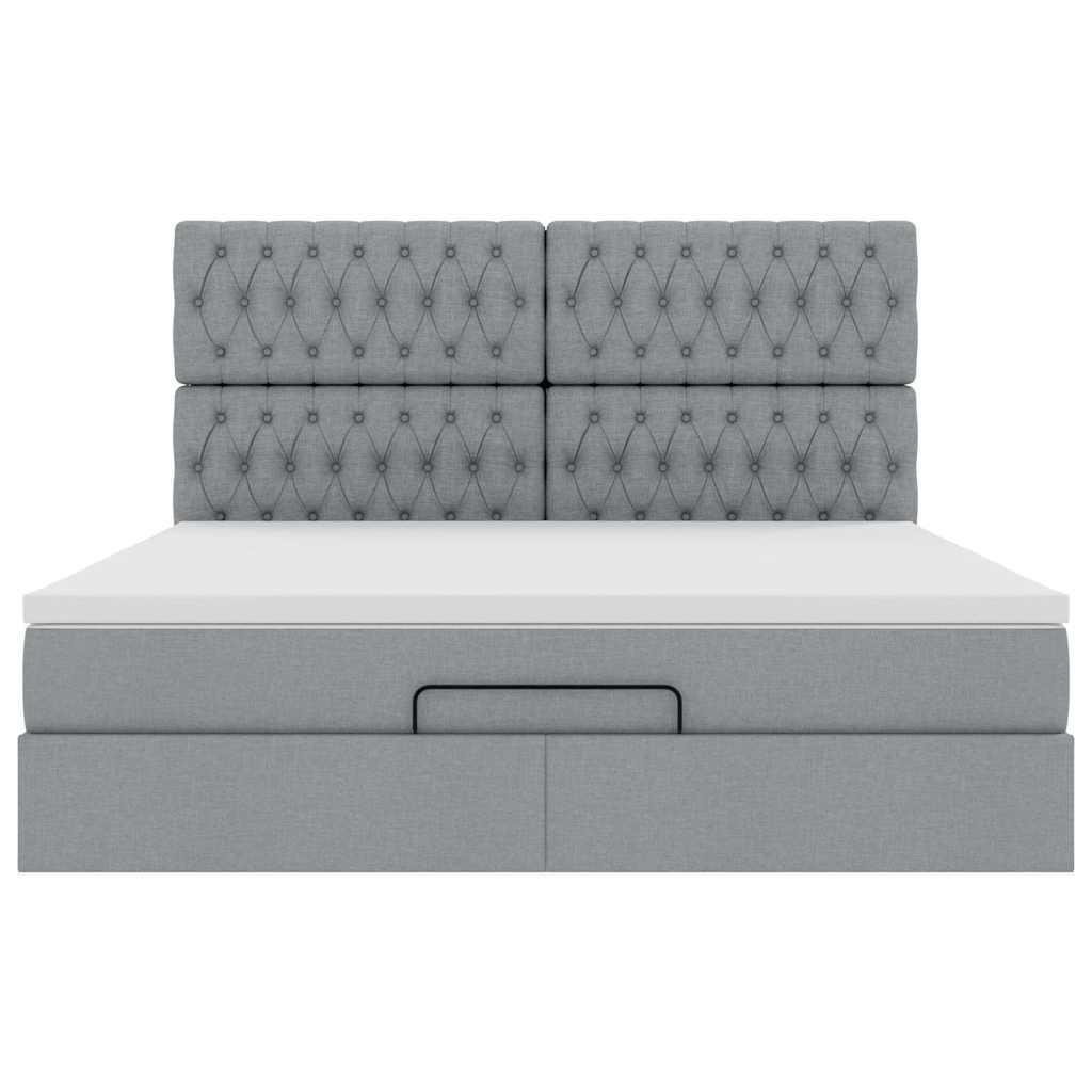 vidaXL Lit ottoman avec matelas gris clair 180x200 cm tissu