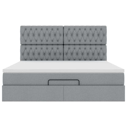 vidaXL Lit ottoman avec matelas gris clair 180x200 cm tissu