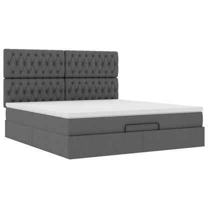vidaXL Lit ottoman avec matelas gris foncé 180x200 cm tissu