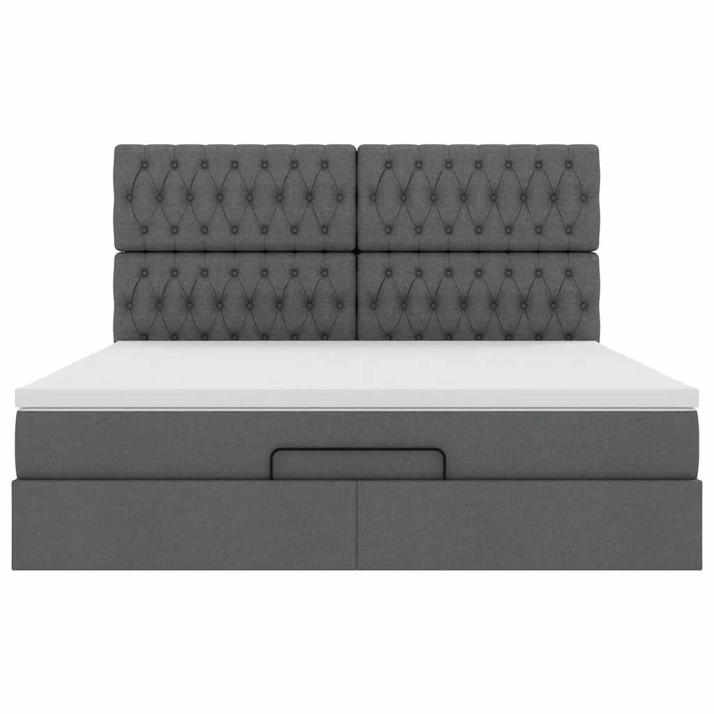 vidaXL Lit ottoman avec matelas gris foncé 180x200 cm tissu