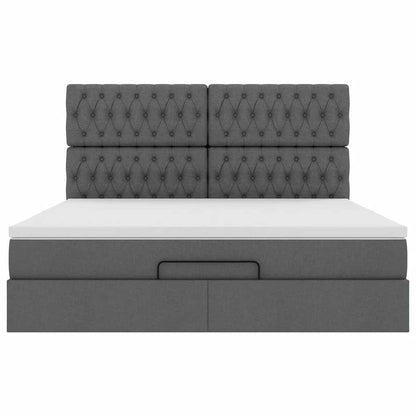 vidaXL Lit ottoman avec matelas gris foncé 180x200 cm tissu