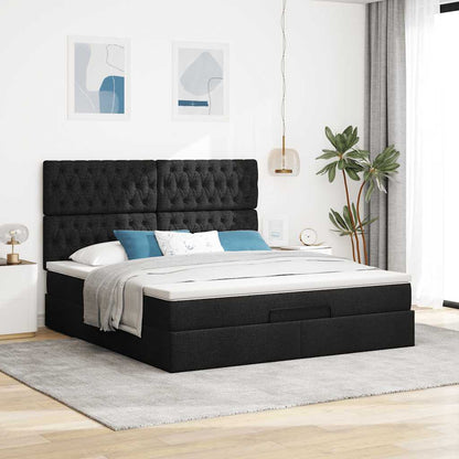 vidaXL Lit ottoman avec matelas Noir 180x200 cm Tissu