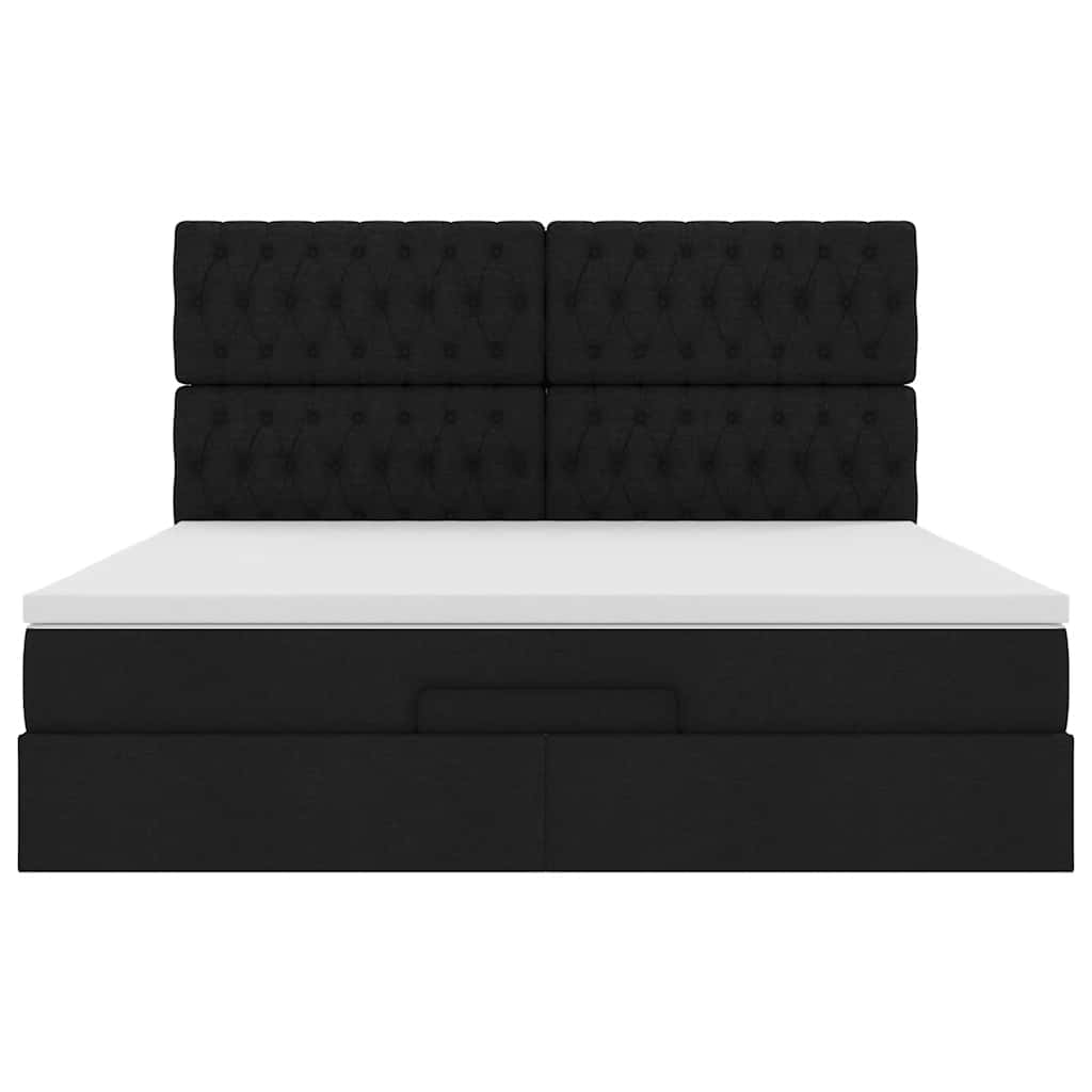 vidaXL Lit ottoman avec matelas Noir 180x200 cm Tissu