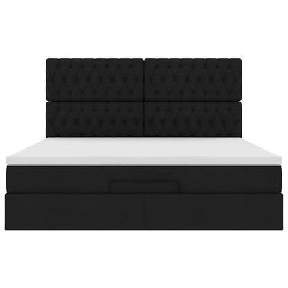 vidaXL Lit ottoman avec matelas Noir 180x200 cm Tissu