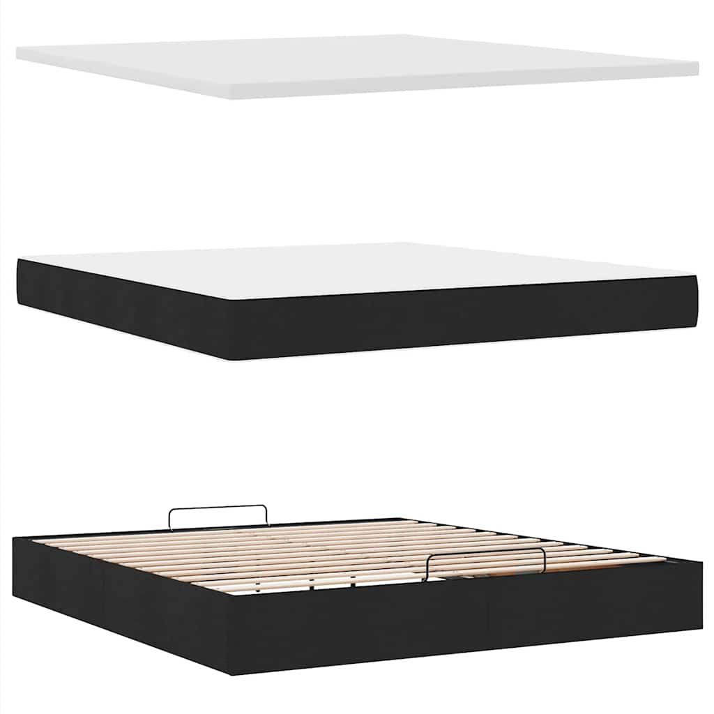 vidaXL Lit ottoman avec matelas Noir 180x200 cm Tissu