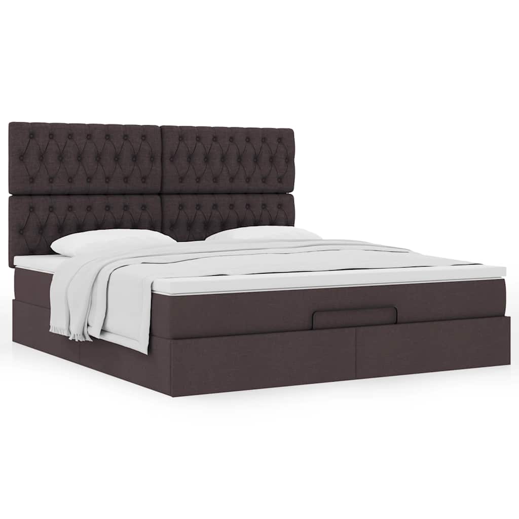 vidaXL Ottoman-Bett mit Matratze Dunkelbraun 180x200 cm Stoff