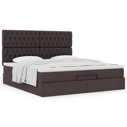 vidaXL Ottoman-Bett mit Matratze Dunkelbraun 180x200 cm Stoff