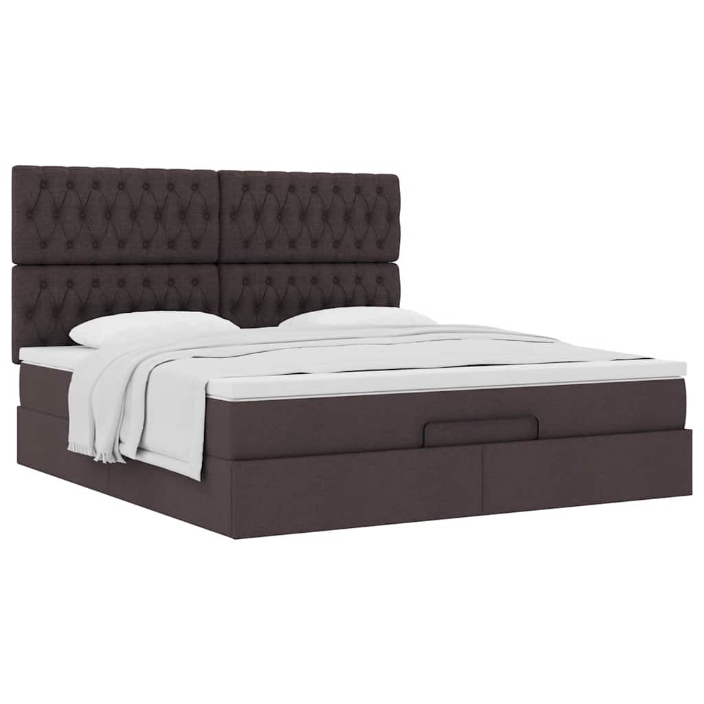 vidaXL Ottoman-Bett mit Matratze Dunkelbraun 180x200 cm Stoff