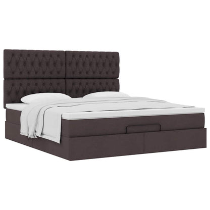 vidaXL Ottoman-Bett mit Matratze Dunkelbraun 180x200 cm Stoff