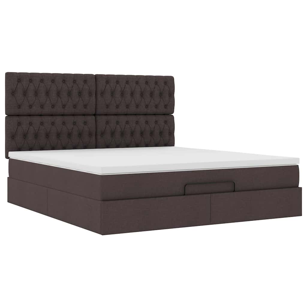 vidaXL Ottoman-Bett mit Matratze Dunkelbraun 180x200 cm Stoff