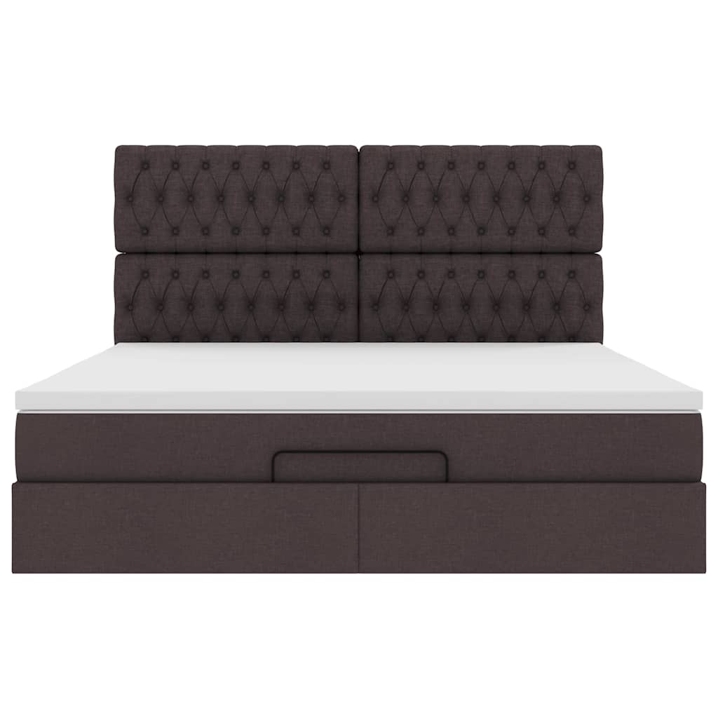 vidaXL Ottoman-Bett mit Matratze Dunkelbraun 180x200 cm Stoff