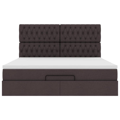 vidaXL Ottoman-Bett mit Matratze Dunkelbraun 180x200 cm Stoff