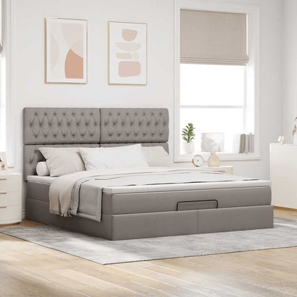 vidaXL Ottoman-Bett mit Matratze Taupe 180x200 cm Stoff