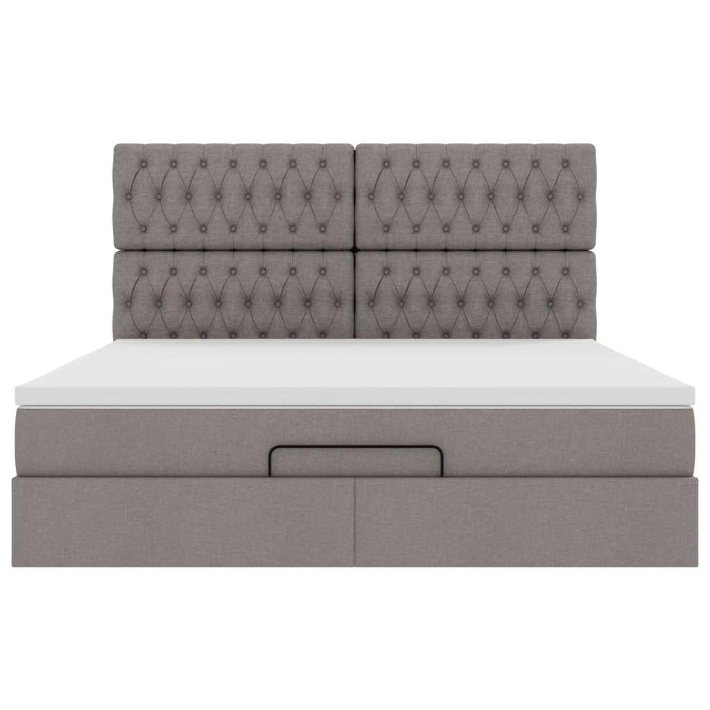 vidaXL Ottoman-Bett mit Matratze Taupe 180x200 cm Stoff
