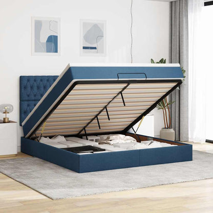 vidaXL Lit ottoman avec matelas Bleu 180x200 cm Tissu