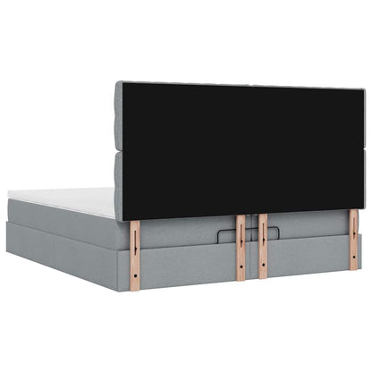 vidaXL Ottoman-Bett mit Matratzen Hellgrau 200x200 cm Stoff