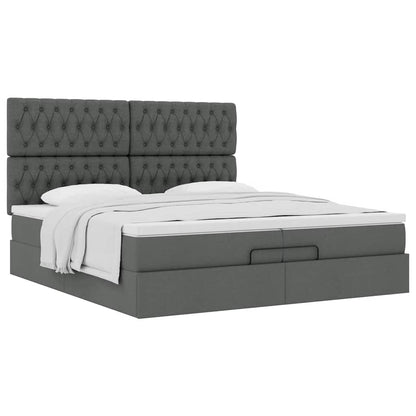 vidaXL Lit Ottoman avec matelas Gris foncé Tissu 200x200 cm
