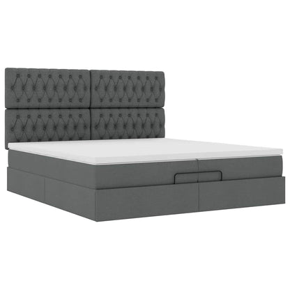 vidaXL Lit Ottoman avec matelas Gris foncé Tissu 200x200 cm