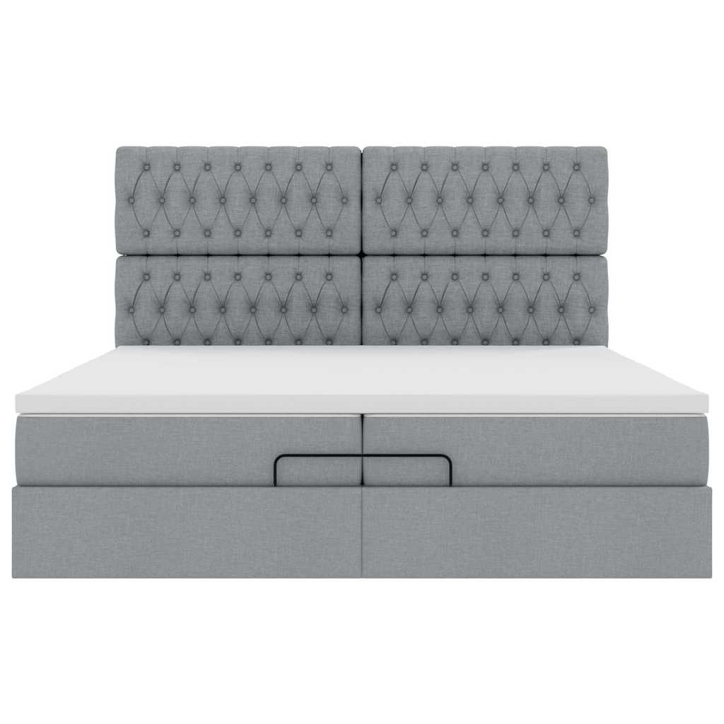 vidaXL Lit Ottoman avec matelas Gris foncé Tissu 200x200 cm