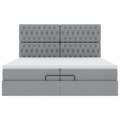 vidaXL Lit Ottoman avec matelas Gris foncé Tissu 200x200 cm