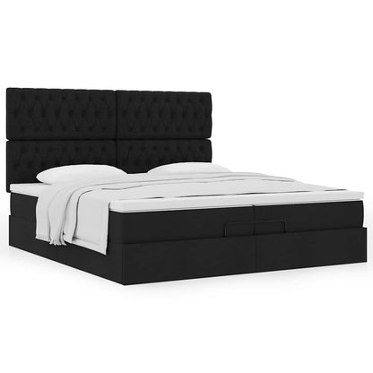 vidaXL Ottoman-Bett mit Matratzen Schwarz 200x200 cm Stoff