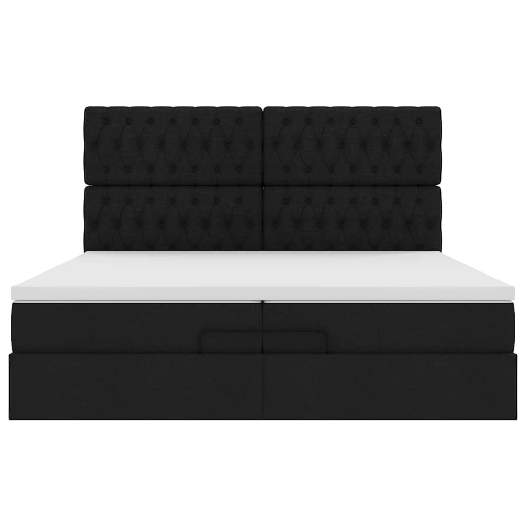 vidaXL Ottoman-Bett mit Matratzen Schwarz 200x200 cm Stoff