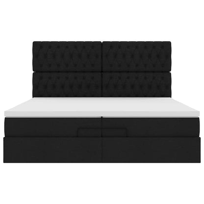 vidaXL Ottoman-Bett mit Matratzen Schwarz 200x200 cm Stoff