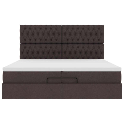 vidaXL Ottoman-Bett mit Matratzen Dunkelbraun 200x200 cm Stoff