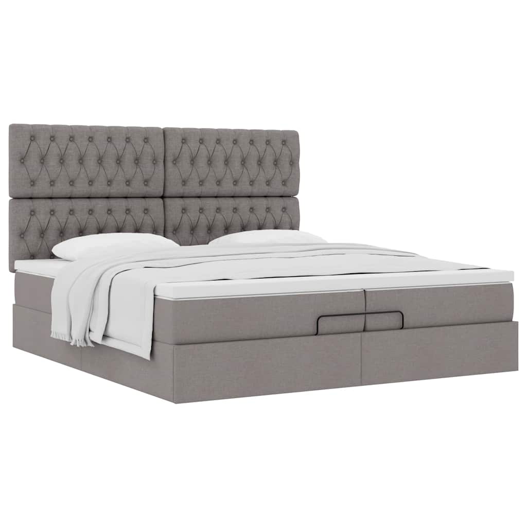 vidaXL Lit ottoman avec matelas Taupe 200x200 cm Tissu