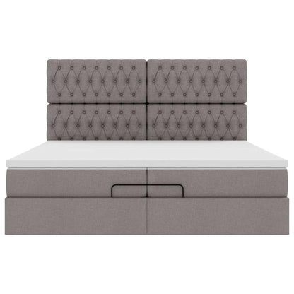vidaXL Lit ottoman avec matelas Taupe 200x200 cm Tissu