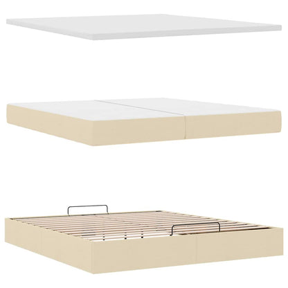 vidaXL Lit-coffre avec matelas Crème 200x200 cm Tissu