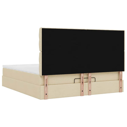 vidaXL Lit-coffre avec matelas Crème 200x200 cm Tissu