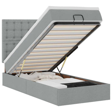 vidaXL Lit Ottoman avec matelas Gris clair 80x200 cm Tissu