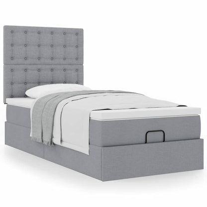 vidaXL Lit Ottoman avec matelas Gris clair 80x200 cm Tissu