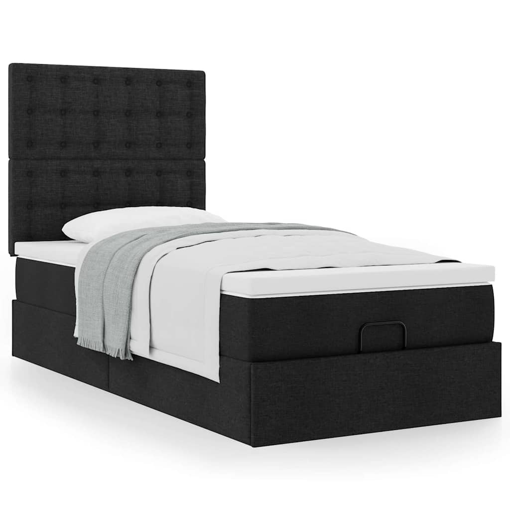 vidaXL Ottoman-Bett mit Matratze Schwarz 80x200 cm Stoff