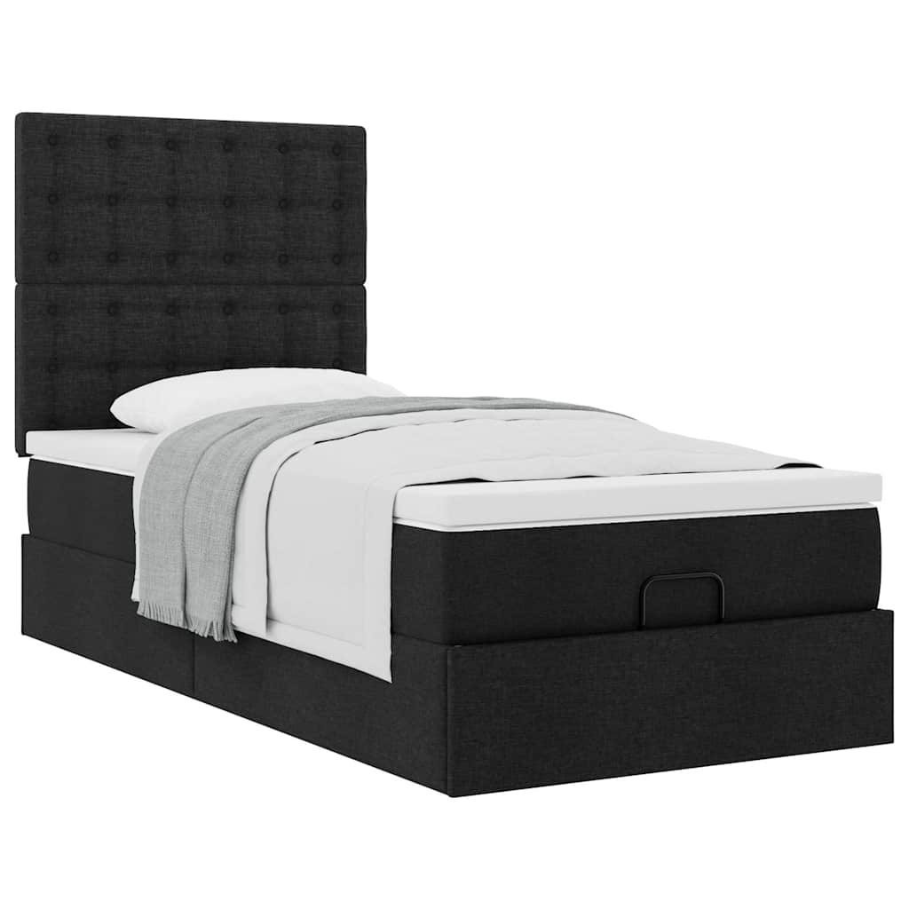 vidaXL Ottoman-Bett mit Matratze Schwarz 80x200 cm Stoff