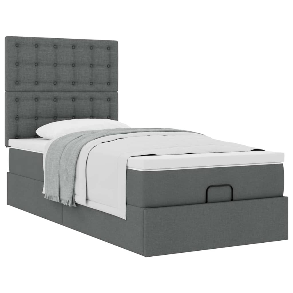vidaXL Lit ottoman avec matelas gris foncé 90x190 cm en tissu