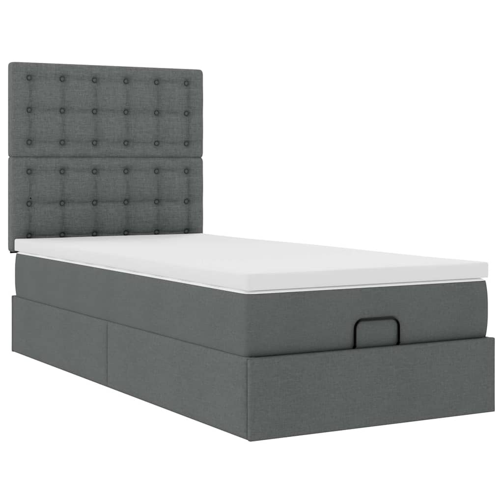 vidaXL Lit ottoman avec matelas gris foncé 90x190 cm en tissu