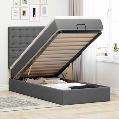 vidaXL Lit ottoman avec matelas gris foncé 90x190 cm en tissu