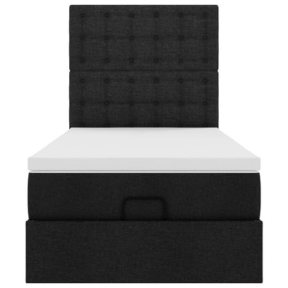 vidaXL Ottoman-Bett mit Matratze Schwarz 90x190 cm Stoff
