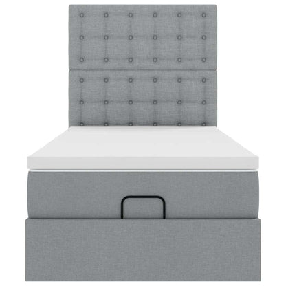 Ottoman-Bett mit Matratze Hellgrau 90x200 cm Stoff